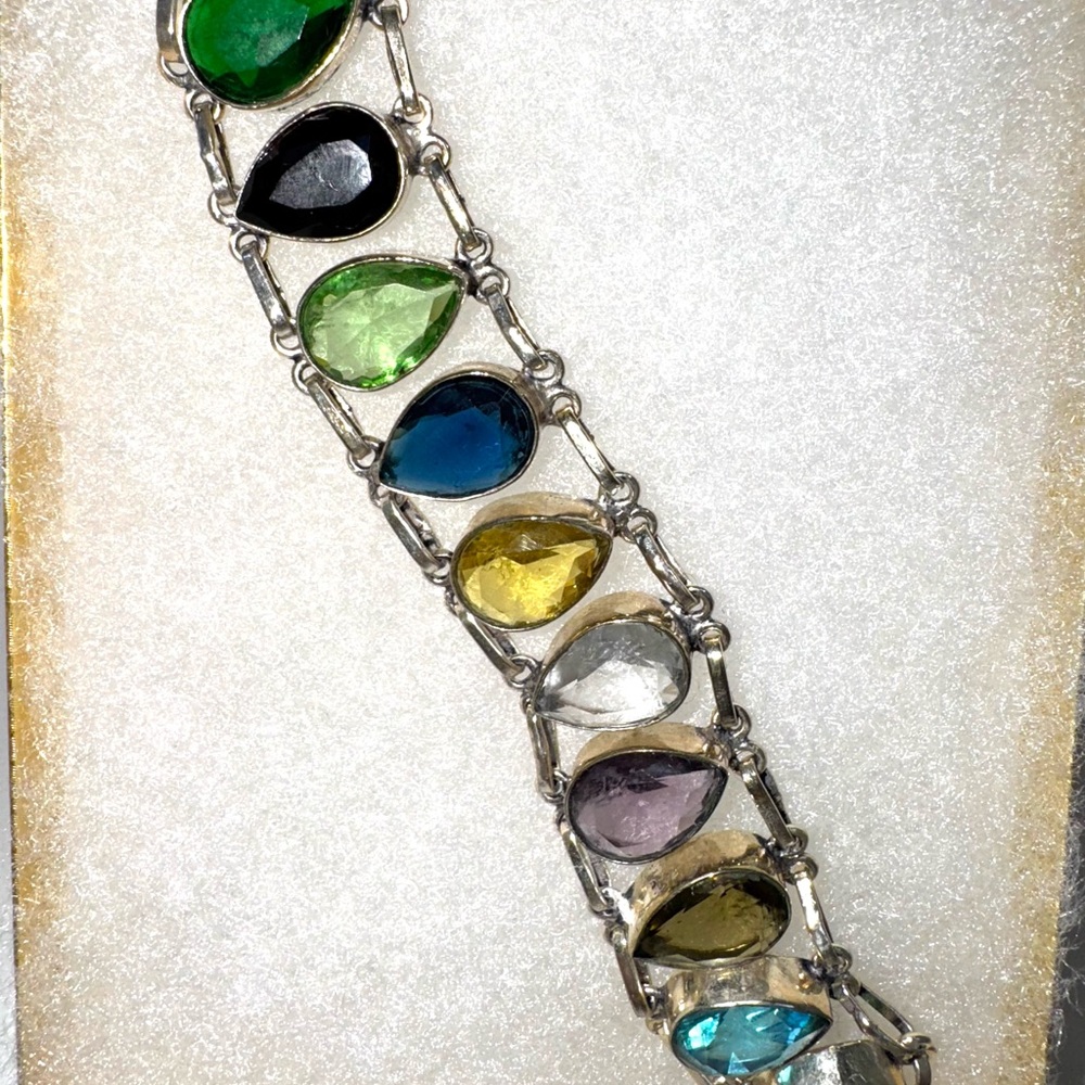 Multicolor Teardrop Gem Bracelet - image 1